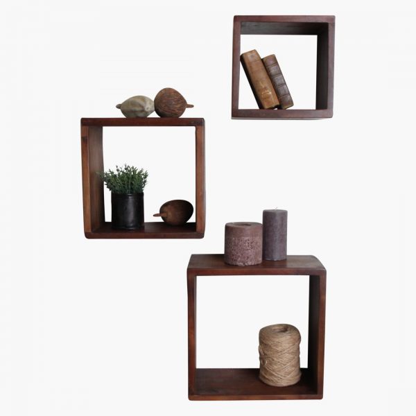 Factory cube open wall shelves, set of 3
