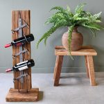 Teakhouten wijnrek 5-flessen