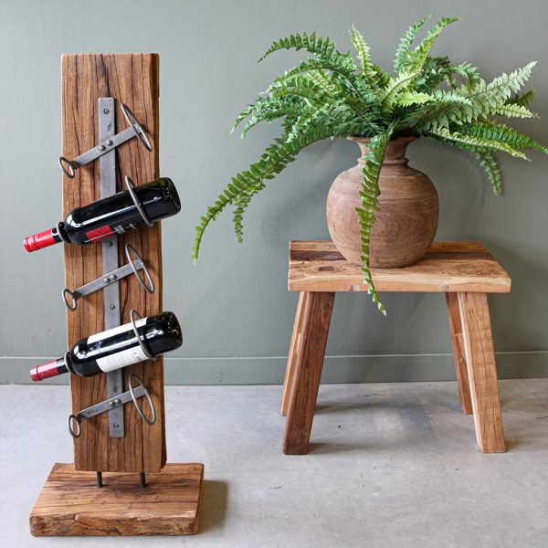 Teakhouten wijnrek 5-flessen
