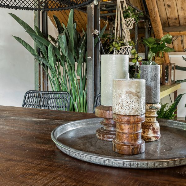 Rond metalen dienblad