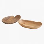 Natuurlijk gevormde teakhouten schaal