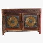 Scrapwood sunflower door commode