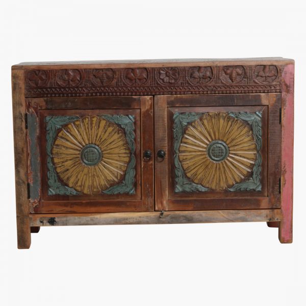 Scrapwood sunflower door commode