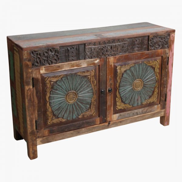 Scrapwood sunflower door commode