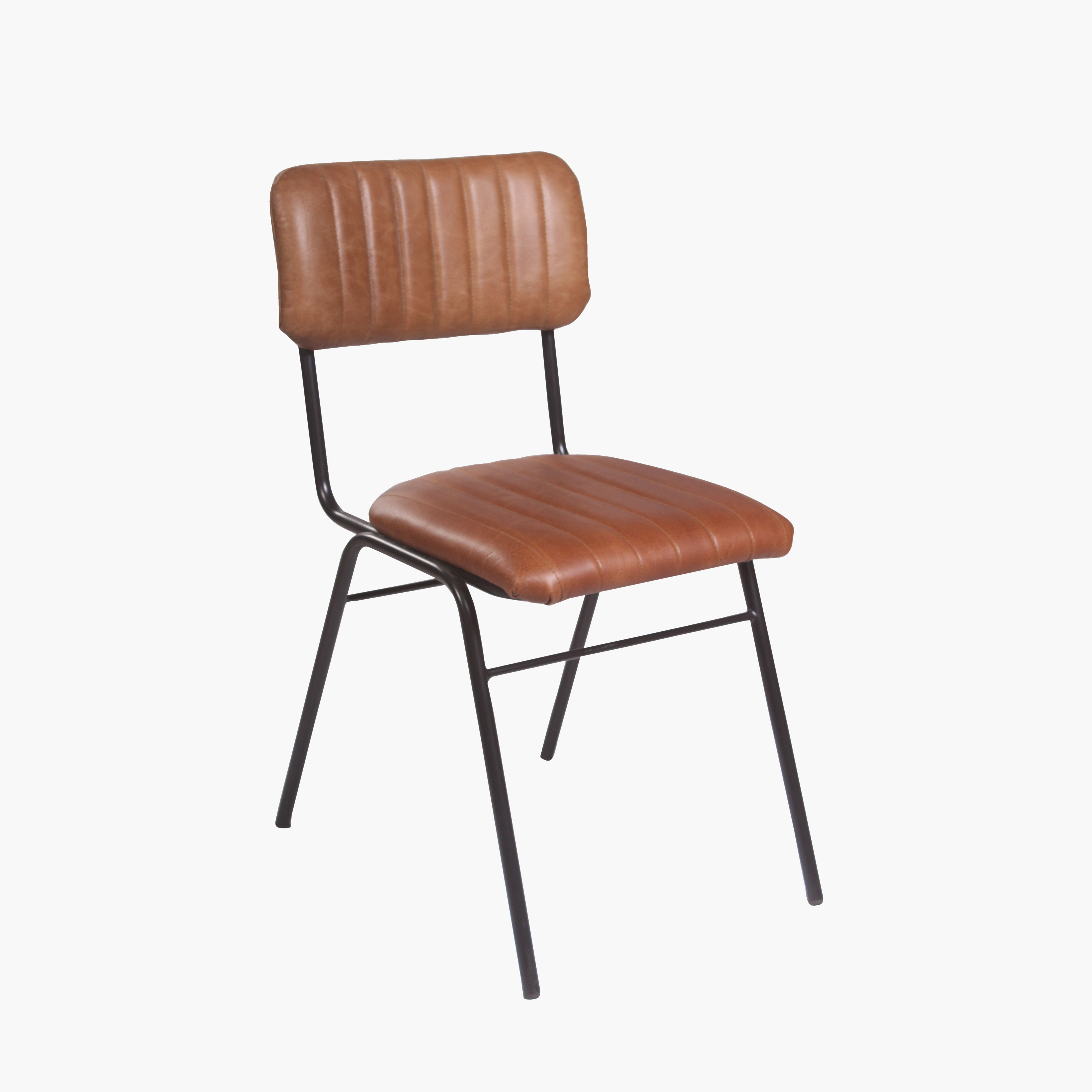 Caramel leather dining chair