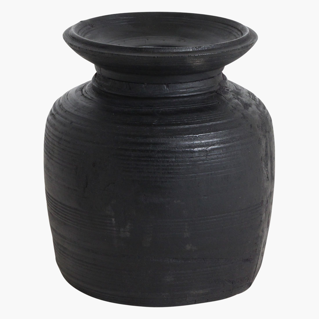 Zwarte houten pot uit Nepal - S