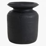 BSOW00015C_1 Zwarte houten pot uit Nepal - L