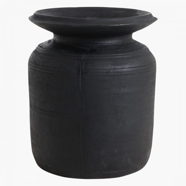 BSOW00015C_1 Zwarte houten pot uit Nepal - L