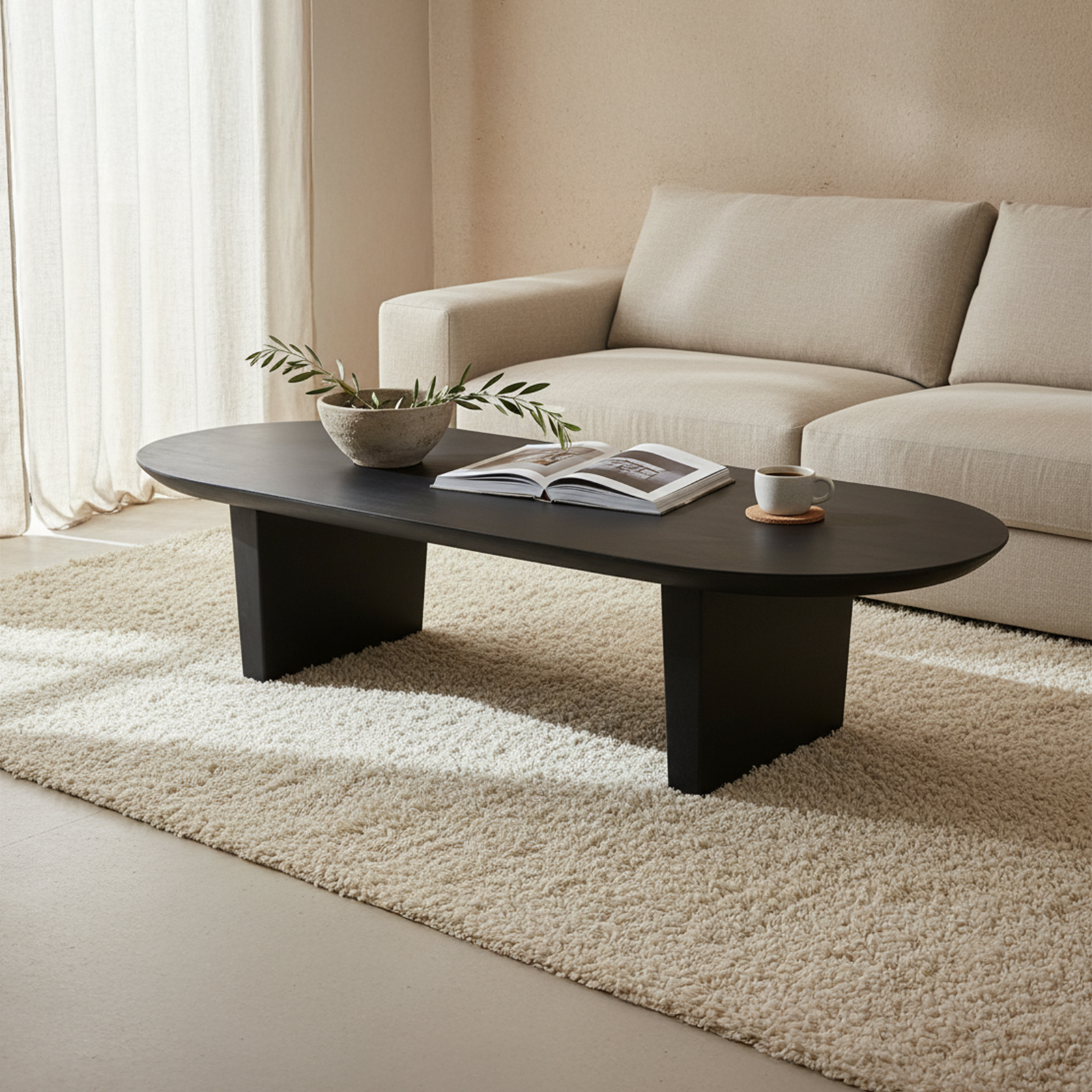 Bullnose salontafel zwart - Afbeelding 2