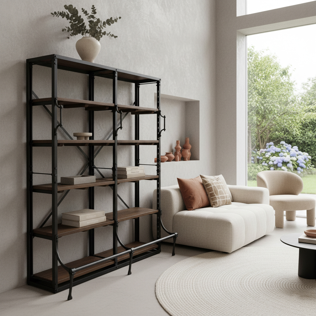 Double archive closet with natural wooden shelves - Image 6