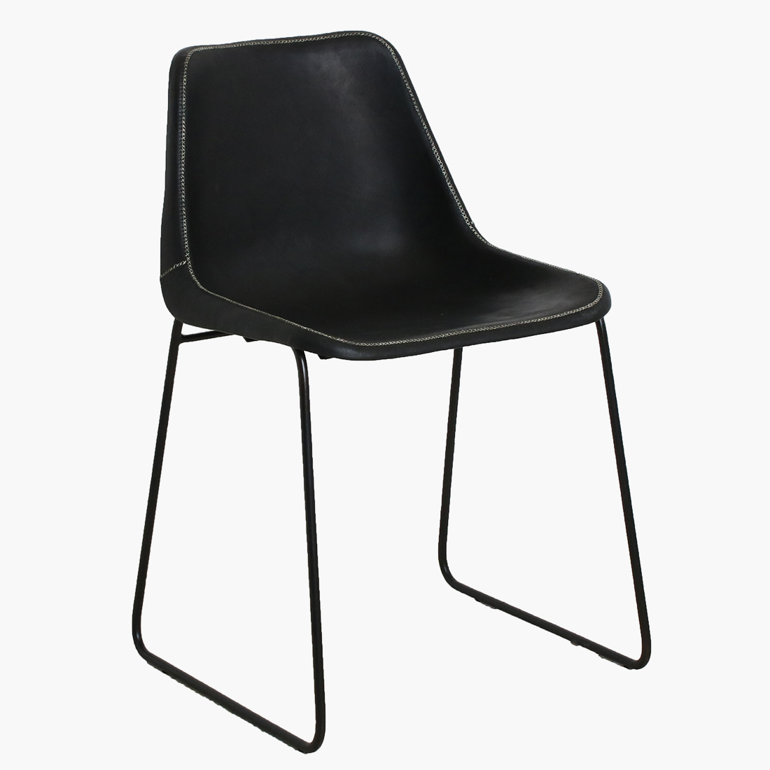 Sol Y Luna dining chair iron & black leather - Image 3