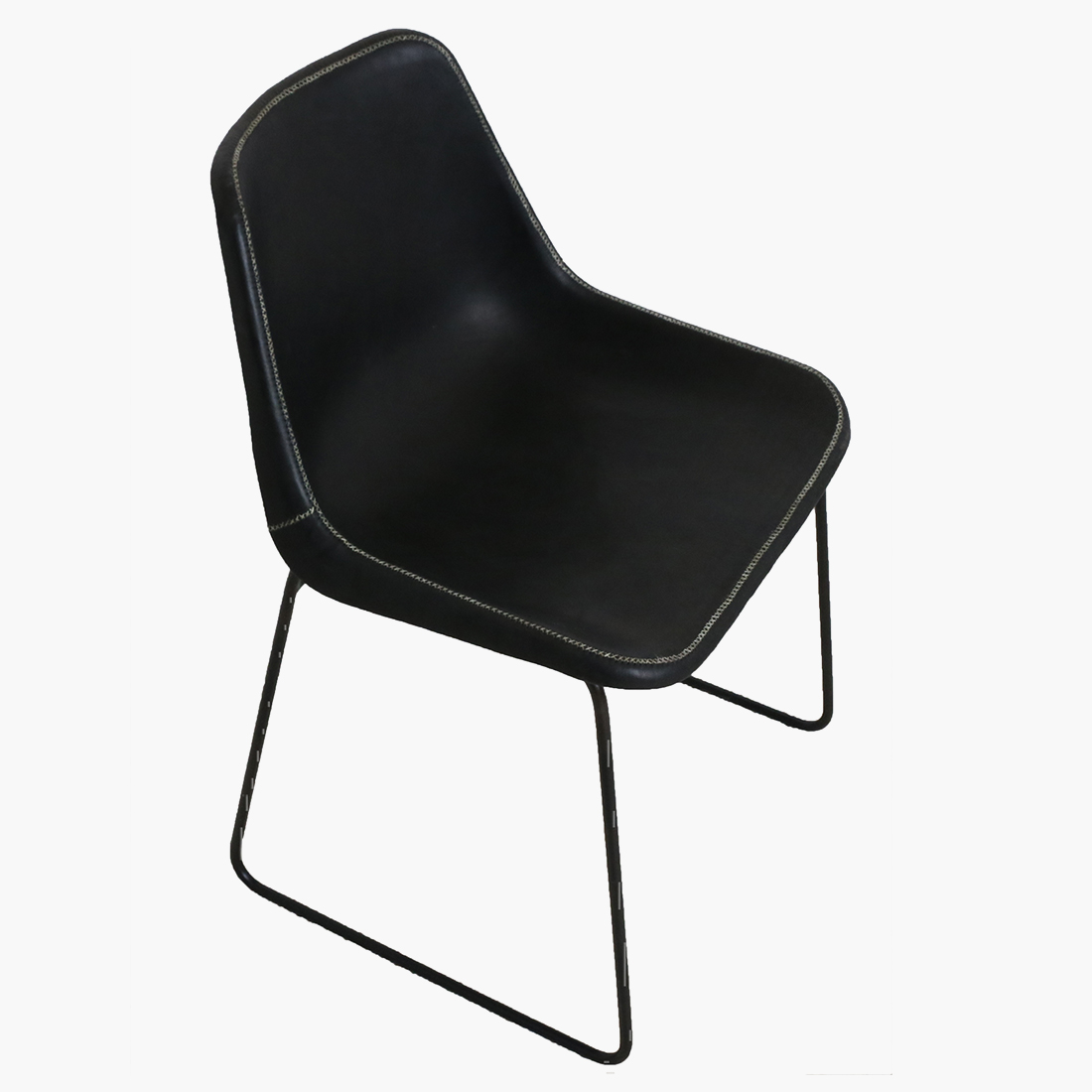 Sol Y Luna dining chair iron & black leather - Image 4