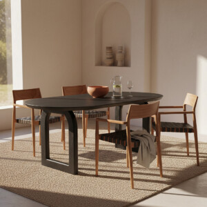 Bullnose dining table open black