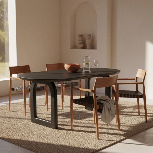 Bullnose dining table open black