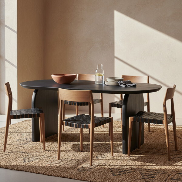 Bullnose dining table closed black