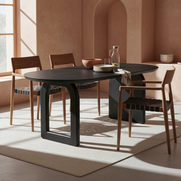 Bullnose dining table mix black