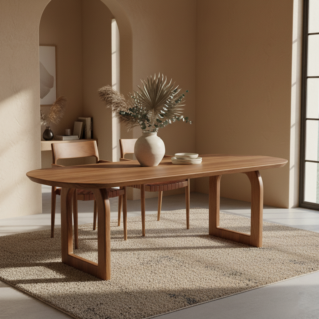 Bullnose dining table open brown