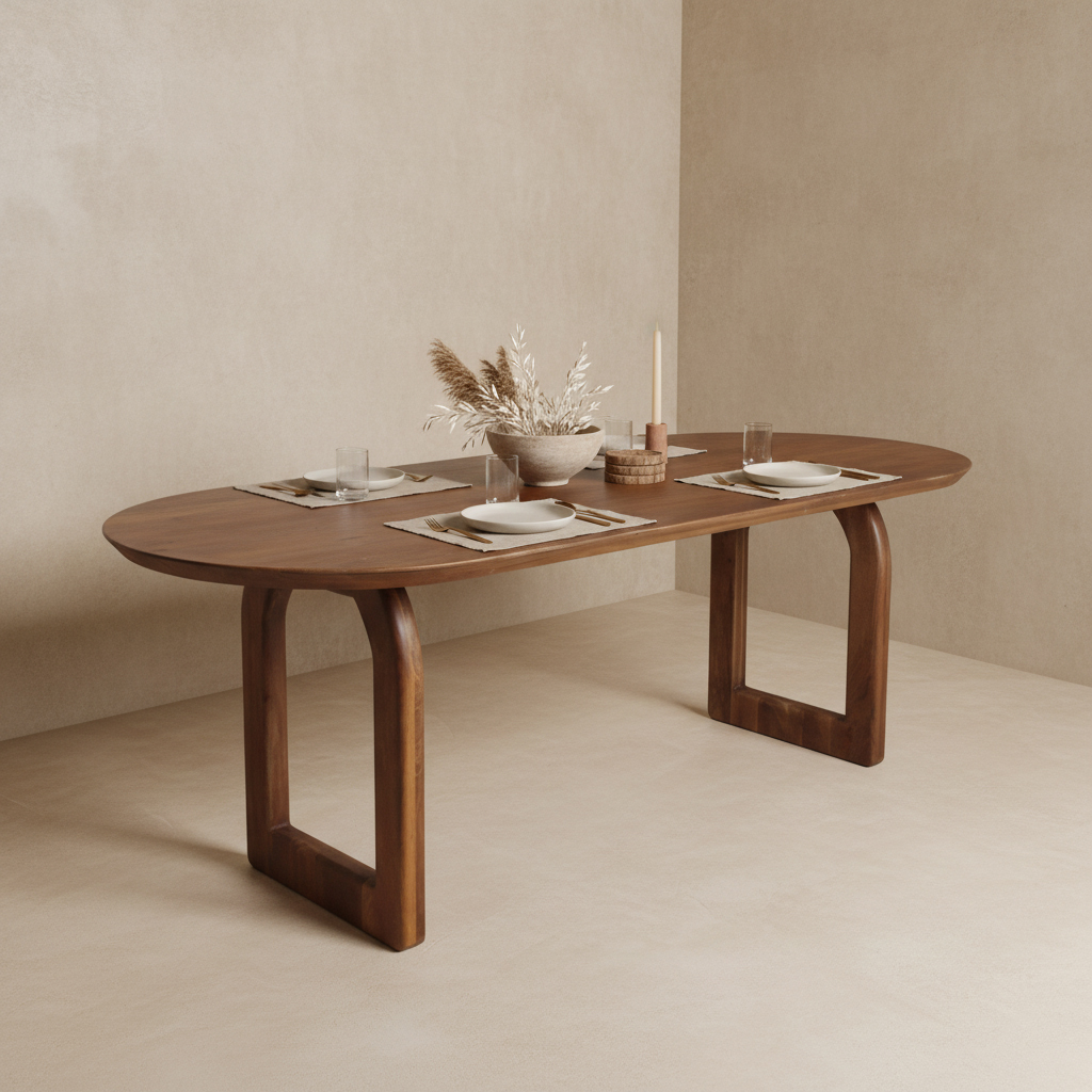 Bullnose dining table open brown - Image 2