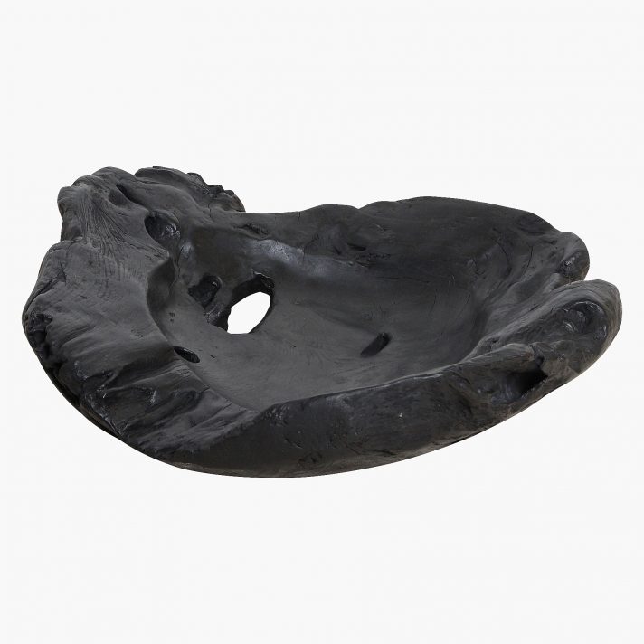 Teakhouten schaal XL zwart