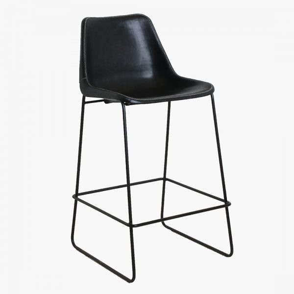 Sol Y Luna bar chair iron & black leather