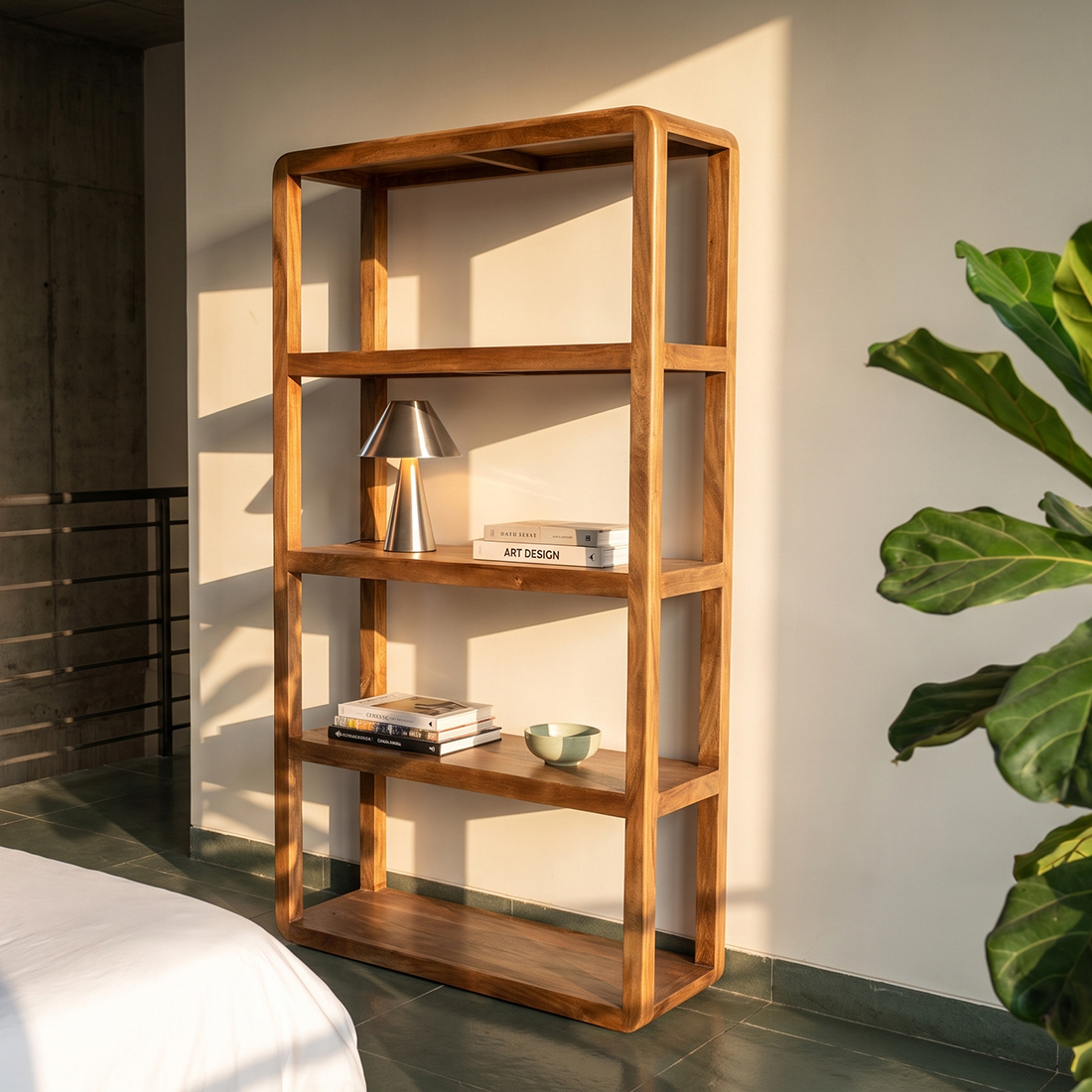 CLMW00080_70 Bullnose mango wood shelving unit