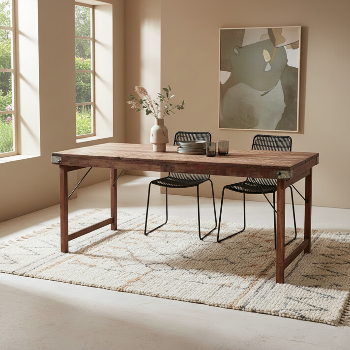 Dining table folding brown