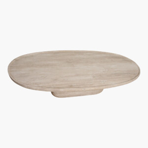 Travertin oval shape coffee table upper edge
