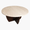 Travertin round dining table flamed base
