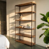 CLFW00254_60 Factory tall iron rack & wooden shelves
