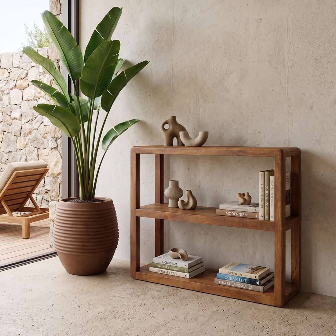 CLMW00081_70 Bullnose mango wood shelving unit