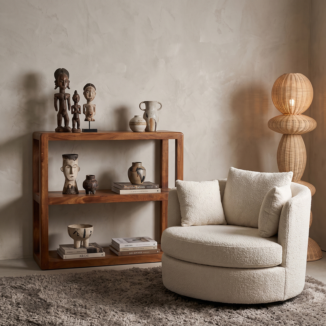 CLMW00081_71 Bullnose mango wood shelving unit