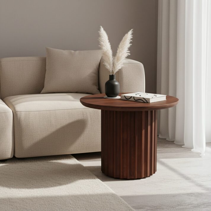 Bullnose side table reversed fluted