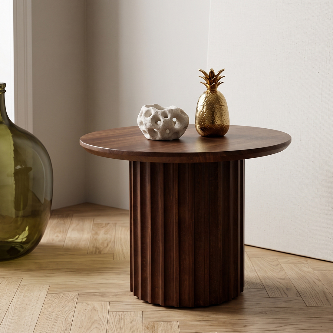 Bullnose mangohouten bijzettafel Ø55 cm