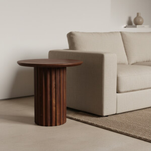 Bullnose side table reversed fluted