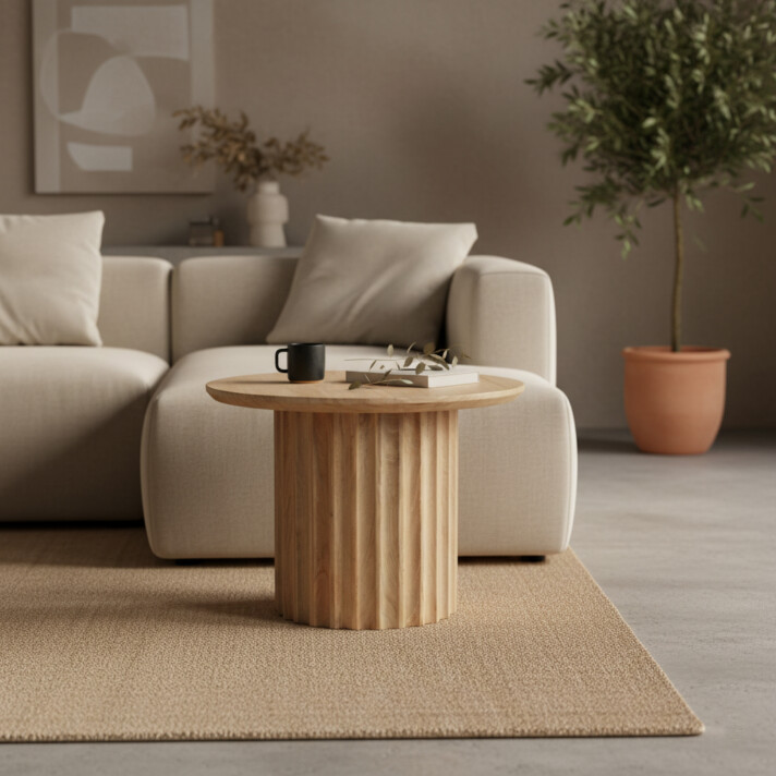 Bullnose side table reversed fluted