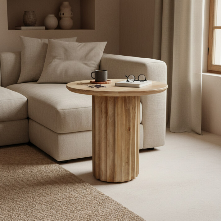 Bullnose side table reversed fluted