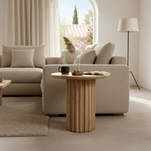 Bullnose side table reversed fluted