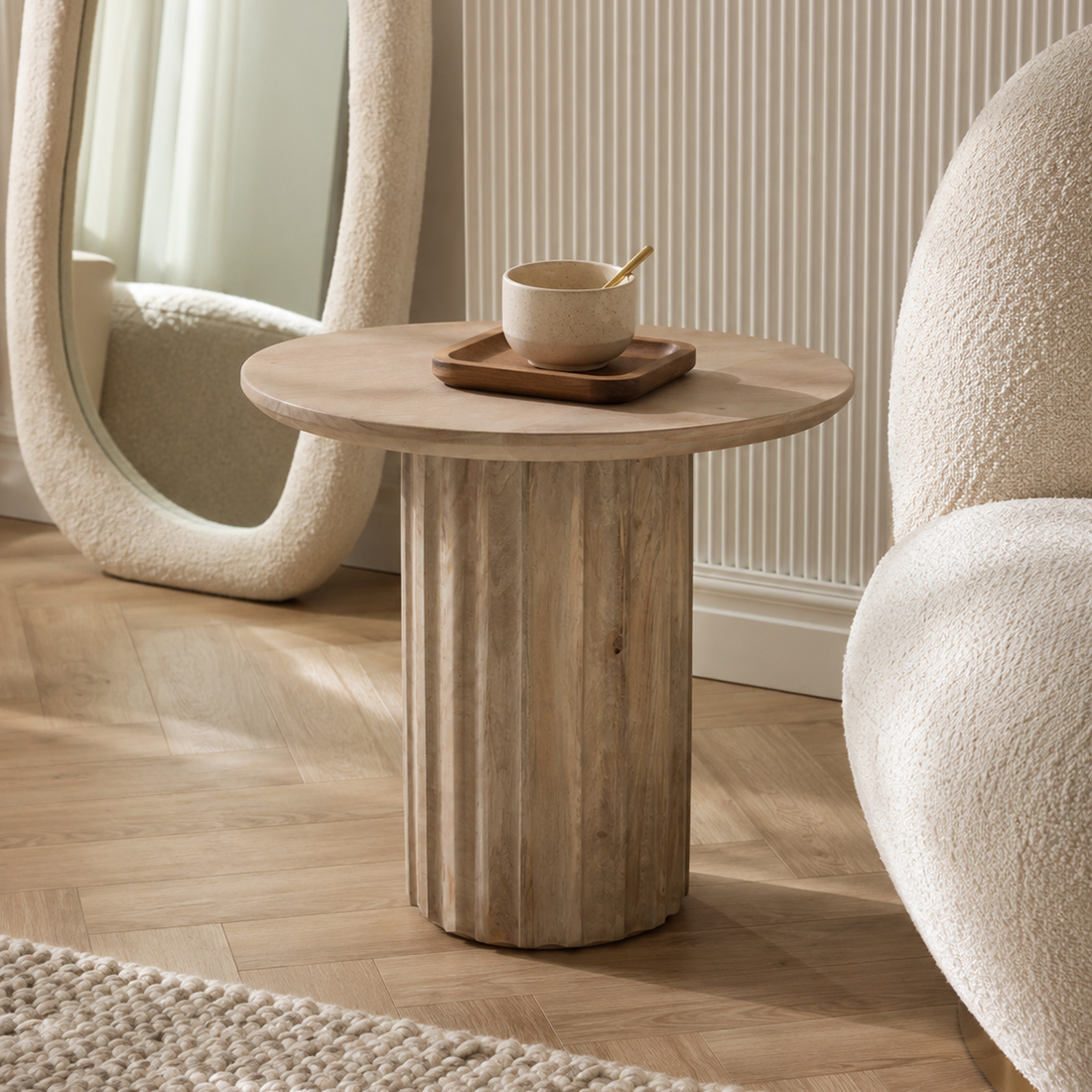 TAMW00081_61 Bullnose bijzettafel 'Reversed Fluted'