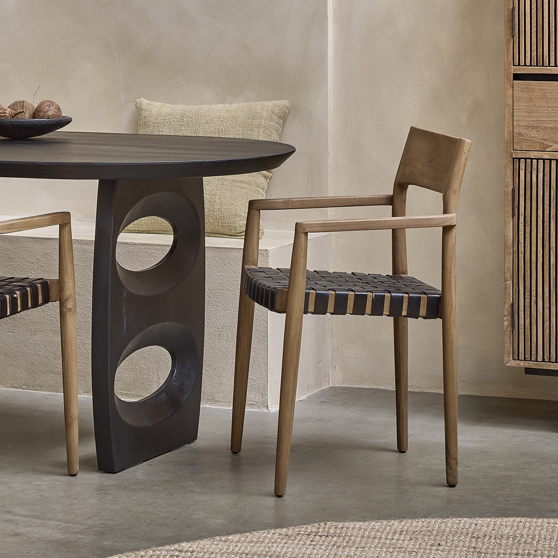 Freya dining armchair black leather