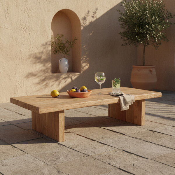 Teakhouten salontafel rechthoekig