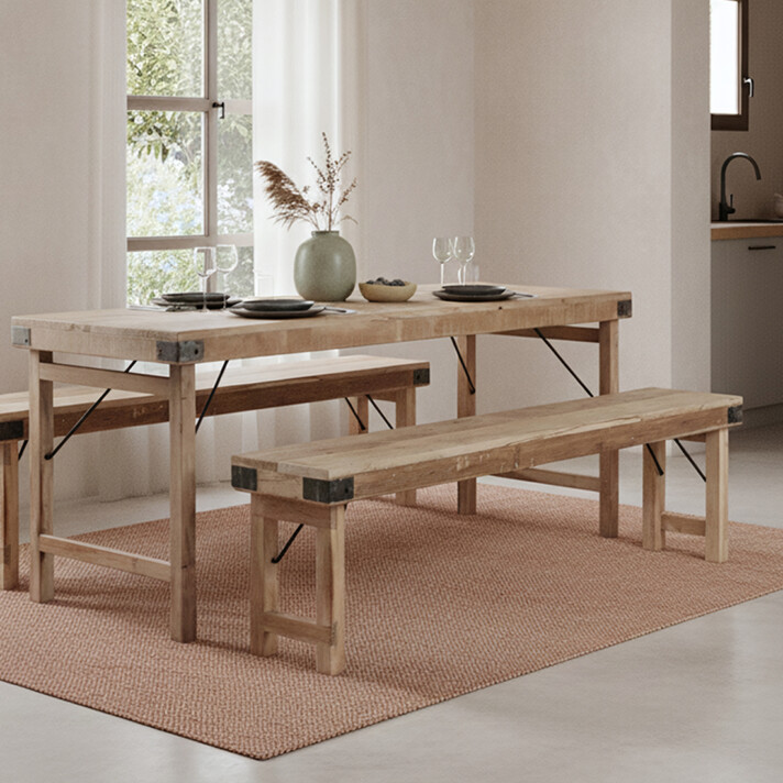 Limewash folding bench 160 cm