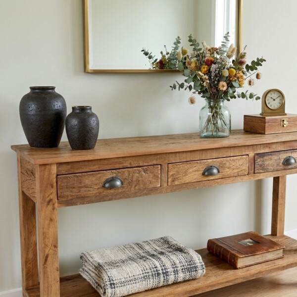 CLFA00010_50 Farmwood sidetable met 3 lades