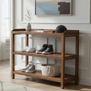 Teak shoe rack + top