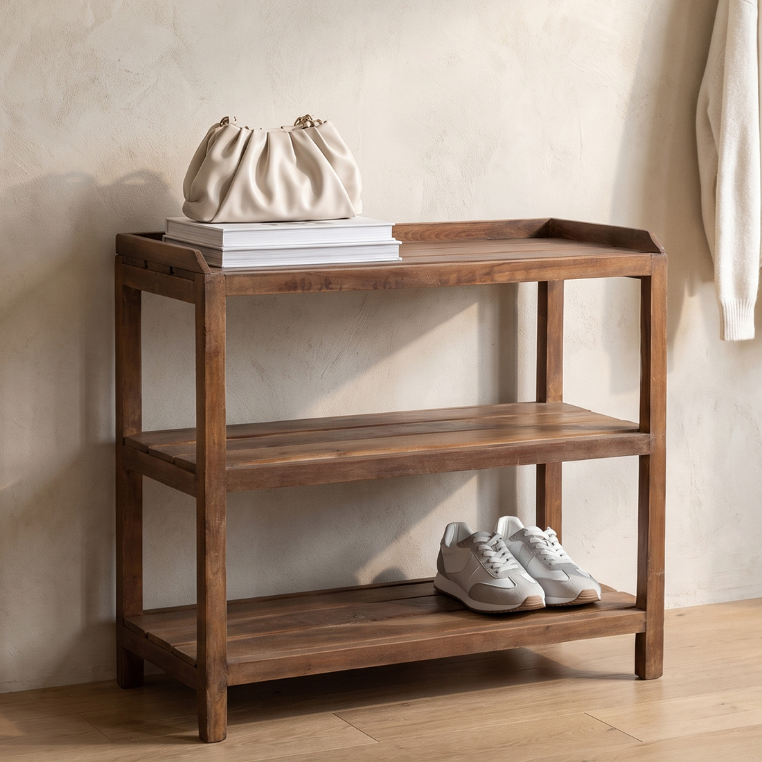 CLOW00101A_70 Teak shoe rack + top