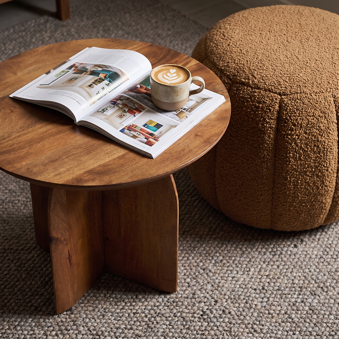 Bullnose bijzettafel mangohout Ø55 cm