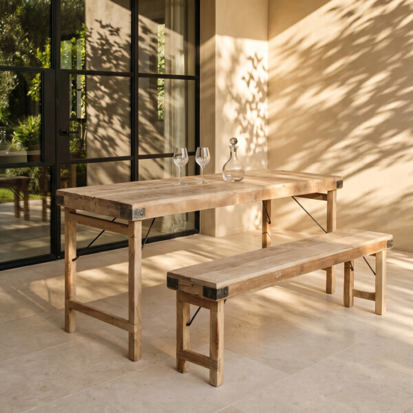 Limewash folding market table