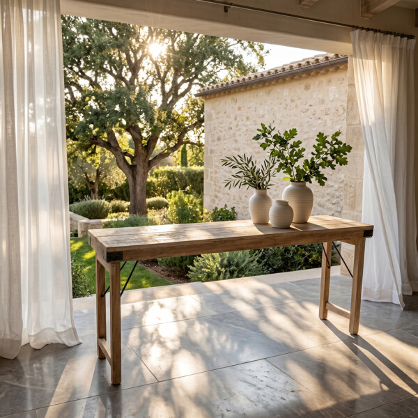 Limewash folding console table