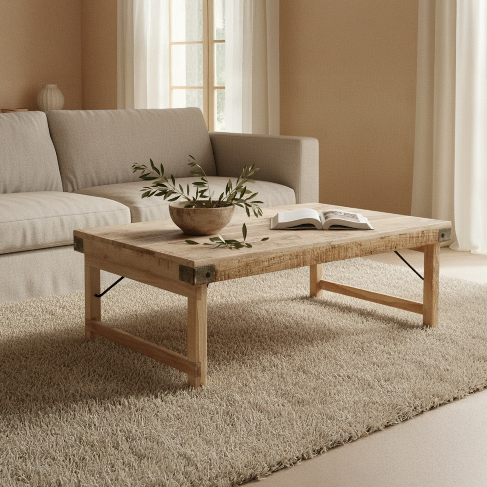 Limewash inklapbare salontafel - Afbeelding 2