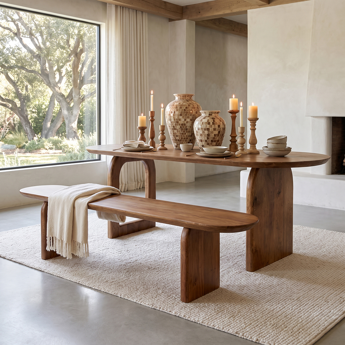 BEMW00001_73 Bullnose mango wood dining bench
