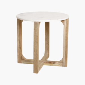 Marble side table round white